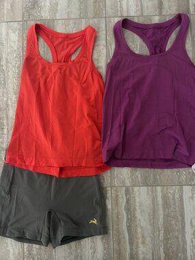 Lululemon tanks and Tracksmith spandex